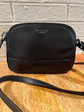 Radley London Upper Grove Mini Navy Blue Leather Zip Top Crossbody Bag Purse